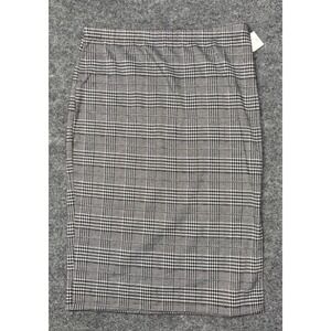 By & By Pencil Skirt Womens L Black White Houndstooth Plaid Midi Stretch USA New